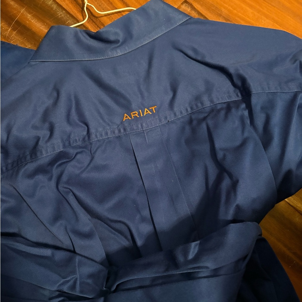 Ariat Solid Blue Button Down Shirt Xxl Western Co… - image 2